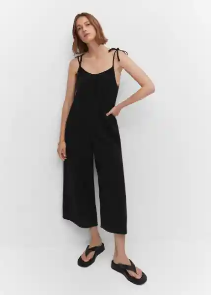 Enterizo Mono Tarifa Negro Talla L Mujer Mango