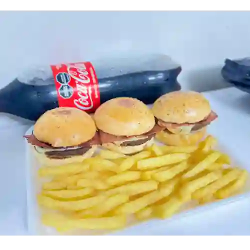 3 Mini Burger + Papas Fritas & Gaseosa 1