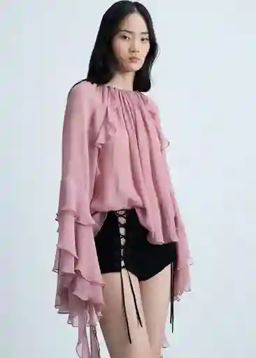 Blusa Kirsten Rosa Pastel Talla S Mujer Mango