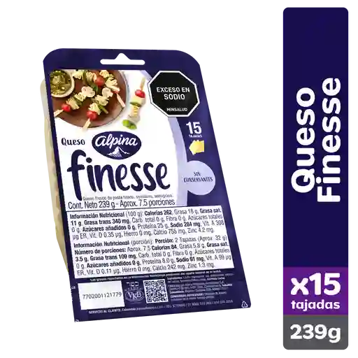 Finesse Queso Queso Mozarella 15 Tajadas 239 g