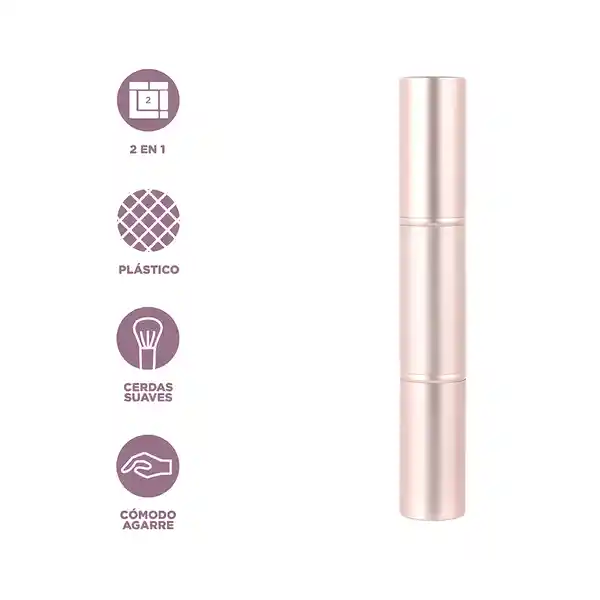 Brocha Maquillaje Retráctil de Doble Punta Serie Dorada Miniso