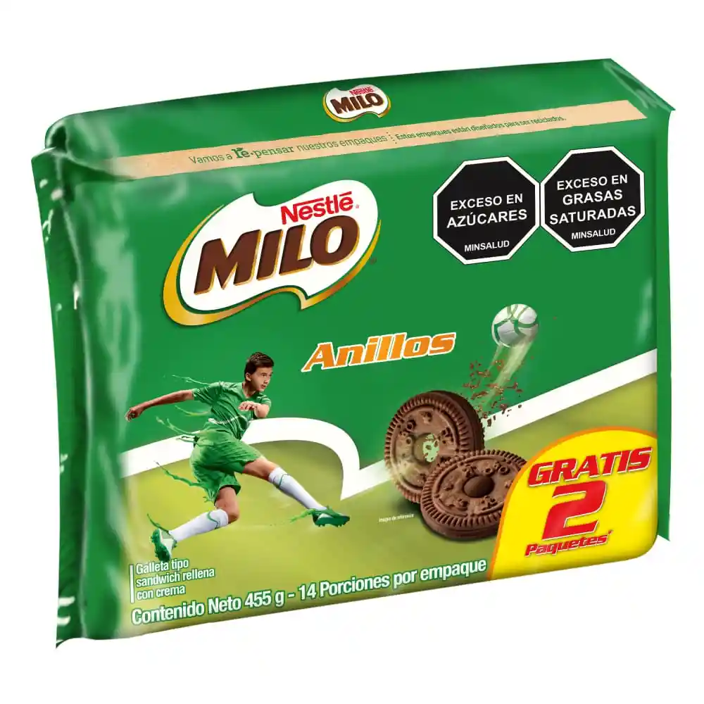 Galletas MILO Anillos rellenas con crema paga 12 lleva 14 Unds x 455g