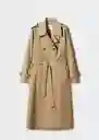 Abrigo Trench Angela Camel Talla 28 Mujer Mango