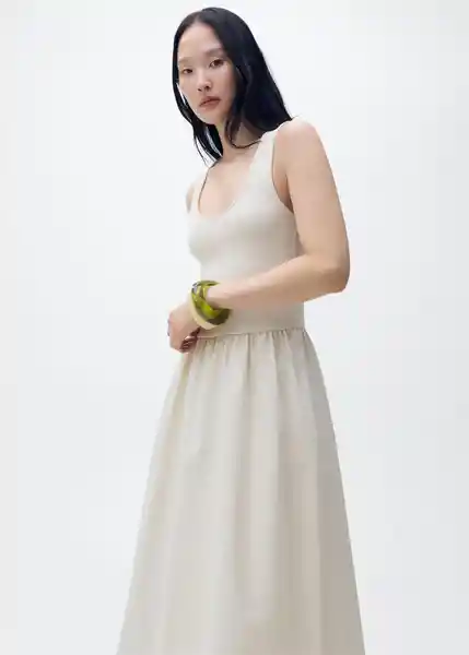 Vestido Valvi Crudo Talla M Mujer Mango