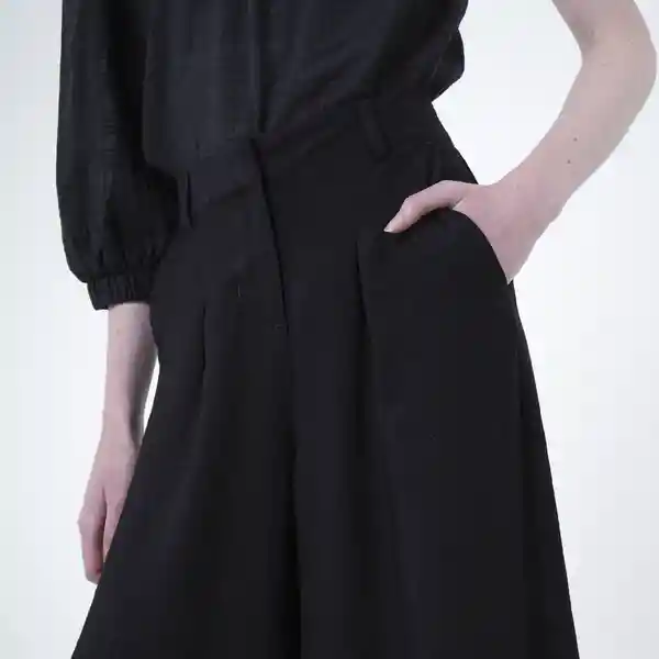 Pantalón Palazzo Pliegues y Bolsillos Negro 10 Fuera de Serie