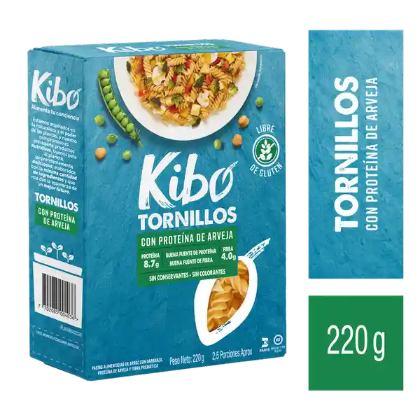 Kibo Pasta Tornillos con Proteína de Arveja