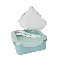 Contenedor Cuadrado Con 2 Compartimentos Verde 1100 mL Miniso