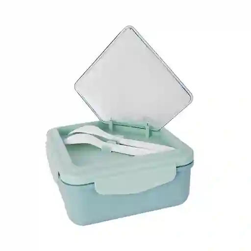 Contenedor Cuadrado Con 2 Compartimentos Verde 1100 mL Miniso