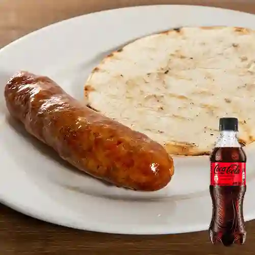 Combo Chorizo con Arepa + Coca Cola Sin Azúcar 400 ml