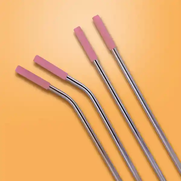 Pitillo de Acero Inoxidable Con Silicona Serie Rosa Miniso