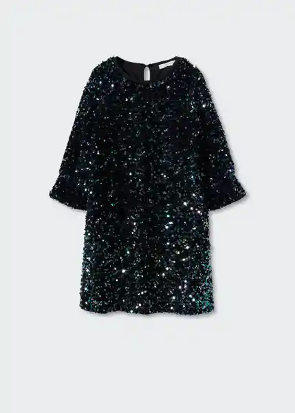 Vestido Sequin Negro Talla 12 Niñas Mango