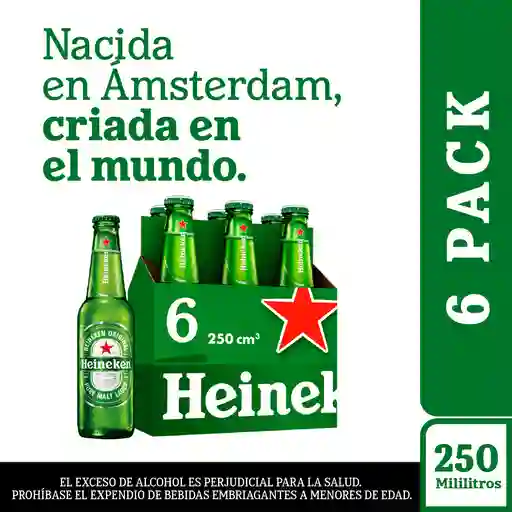 Cerveza Heineken Sixpack Botella 250 ml