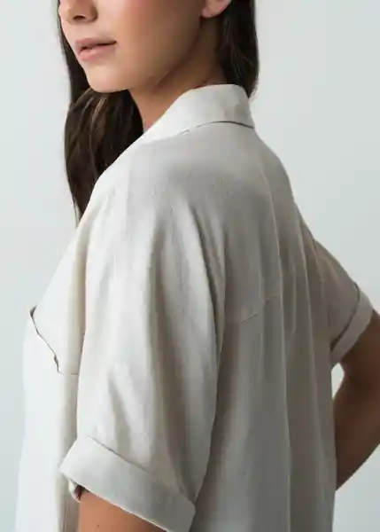 Camisa Vani Mujer Crudo Ballueca Claro T M 512G375 Naf Naf