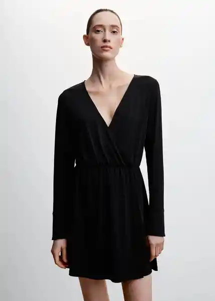 Vestido Mosscam Negro Talla L Mujer Mango