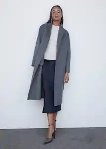 Abrigo Batin Gris Talla XL Mujer Mango