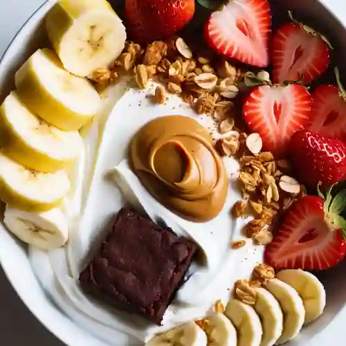 Brownie bowl de yogurt griego