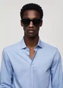 Camisa Palmar Celeste Talla M Hombre Mango