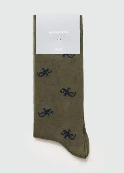 Calcetines Lizard Khaki Talla 45 Hombre Mango