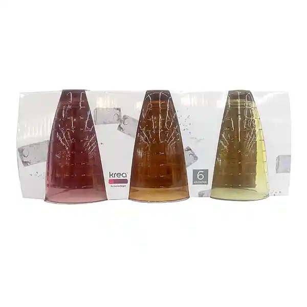 Krea Set Vasos Altos Líneas Colores 330 mL