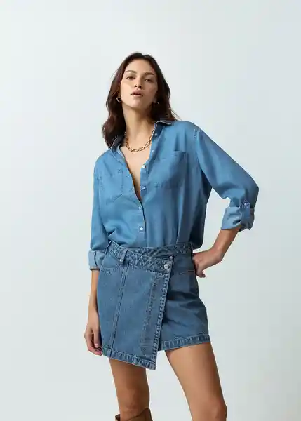 Camisa Aurora Mujer Azul Indigo Talla S Naf Naf