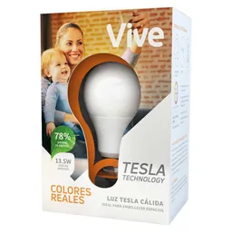 Bombillo Tesla Vive Colores reales 13W Luz cálida H16 1U