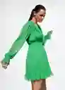 Vestido Green Verde Talla M Mujer Mango