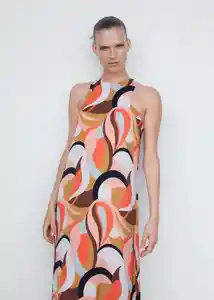 Vestido Pepa-a Salmon Talla L Mujer Mango