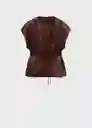 Chaleco Flor Chocolate Talla S Mujer Mango
