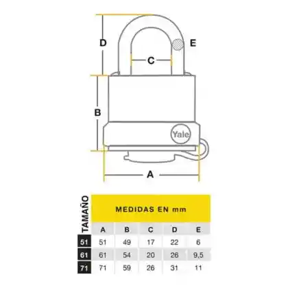 Yale Candado 71 mm Encauchetado (8817)Y220/71