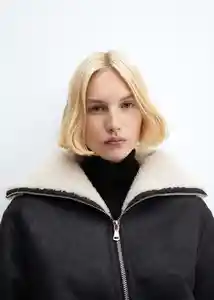 Abrigo Rulo Negro Talla M Mujer Mango