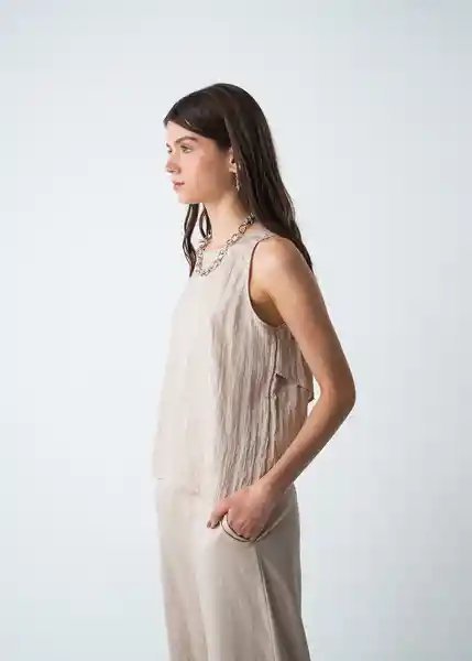 Camisa Luli Mujer Beige Escarcha Claro Talla L 513G398 Naf Naf