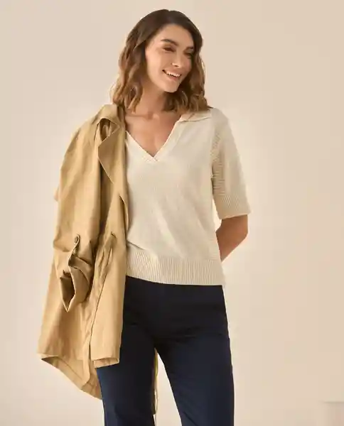 Saco Tejido Crudo Aljófar Claro Talla L 663G209 Esprit