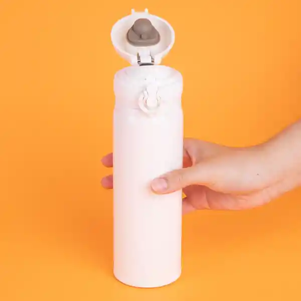 Termo Clásico Tapa Automática Removible Blanco 450 mL Miniso