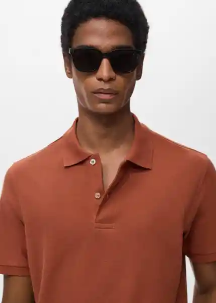 Camiseta Polo Rea Terracota Talla S Hombre Mango