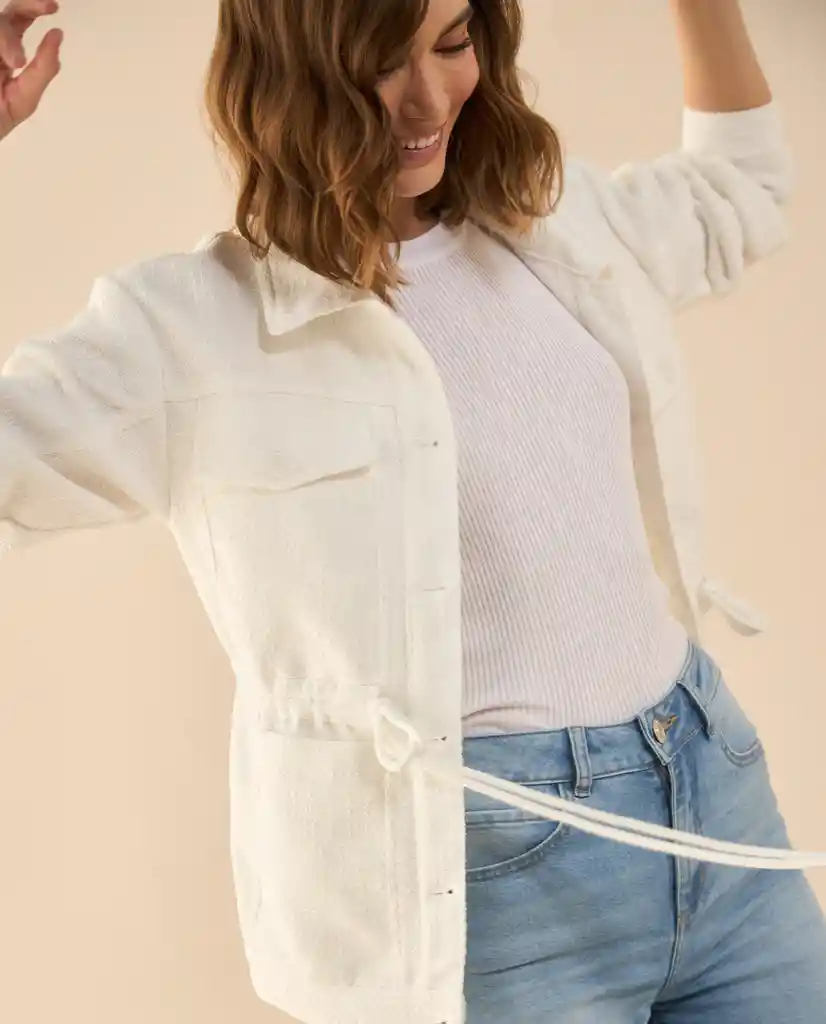 Chaqueta Blanco Ponche Claro Talla L 622G220 Esprit