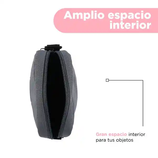 Bolso Crossbody Con Bolsa Frontal de Red Gris Miniso