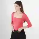 Camiseta Manga 3/4 Con Escote Cuadrado Rojo Talla S 717588