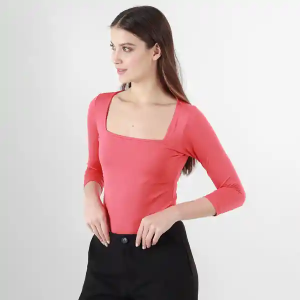 Camiseta Manga 3/4 Con Escote Cuadrado Rojo Talla S 717588