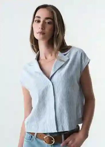 Camisa Karol Mujer Azul Colonia Medio Talla M 513G357 Naf Naf