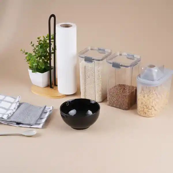 Tazón de Cerámica Serie Silver Grey Negro Miniso