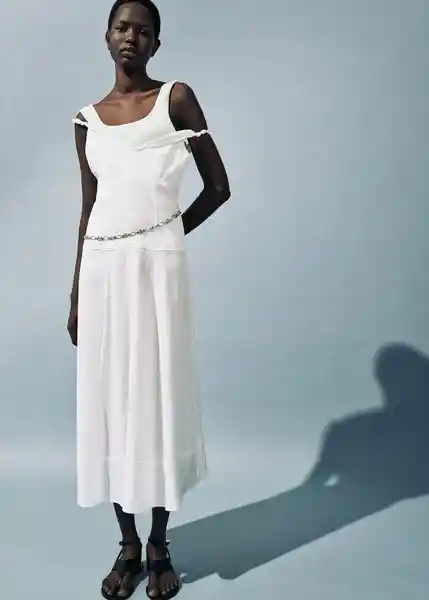 Vestido Trenza Blanco Talla M Mujer Mango