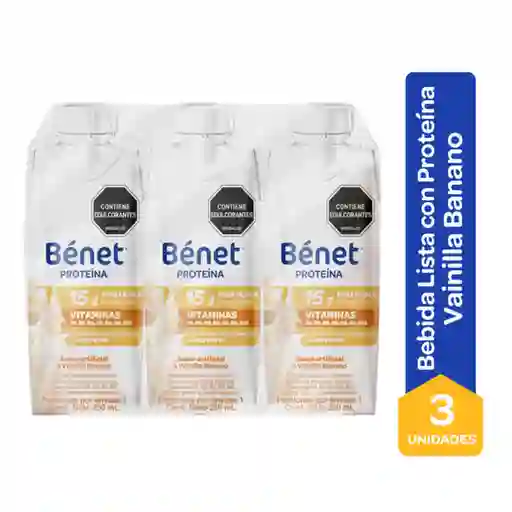 Bebida Benet Vainilla Banano x 250 mL Pack 3 Und