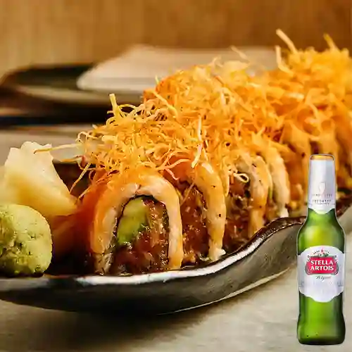 Combo Spicy Salmón Roll + Stella Artois Bot. 330ml