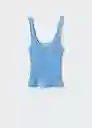 Top Ruffa Azul Talla M Mujer Mango