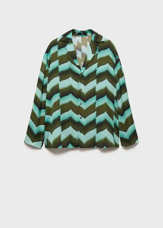 Camisa Zigzag-a Verde Talla M Mujer Mango