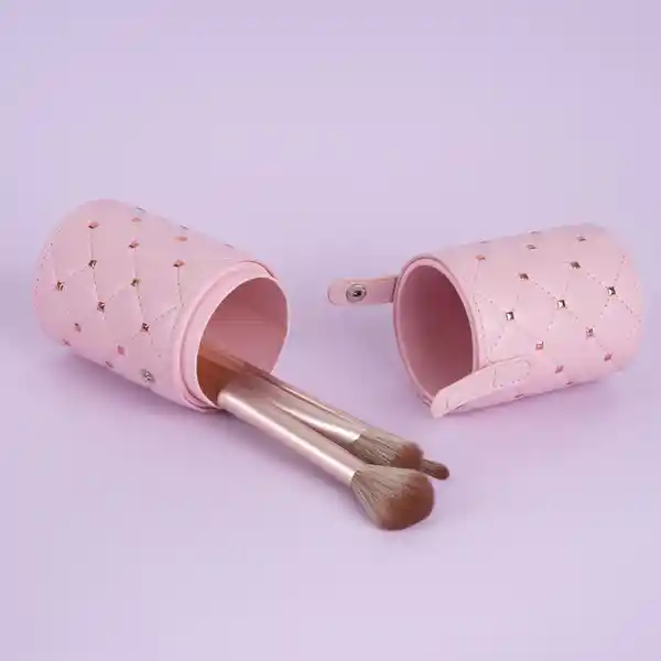 Organizador Plástico Brocha Maquillaje Patrón Rosa L Miniso