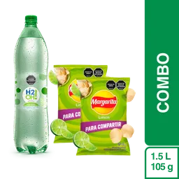 Combo H2Oh Lima Limón 1.5 L + Papas Margarita Limón 2 Und