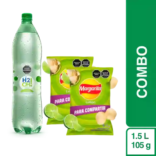 Combo H2Oh Lima Limón 1.5 L + Papas Margarita Limón 2 Und