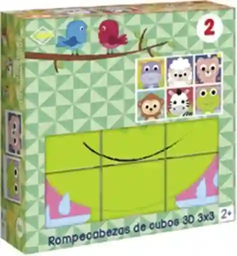 Rompecabezas de Cubos Con Animales Verdes 6 Figuras en 1