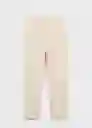 Pantalón Fluido Beige Talla M Mujer Mango